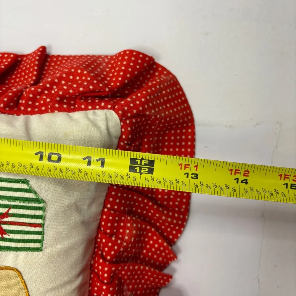 Vintage 1979 Enesco Lucy & Me Christmas Teddy Bear Ruffle Pillow Polka Dot Red